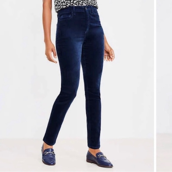 Maje Blue Velvet Slim Fit Skinny Stretch High Rise Pants Size 24/XS/0 - Picture 1 of 9